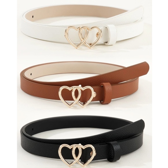 BellanBlue Accessories - Vegan leather Heart Buckle Minimalist Belt set